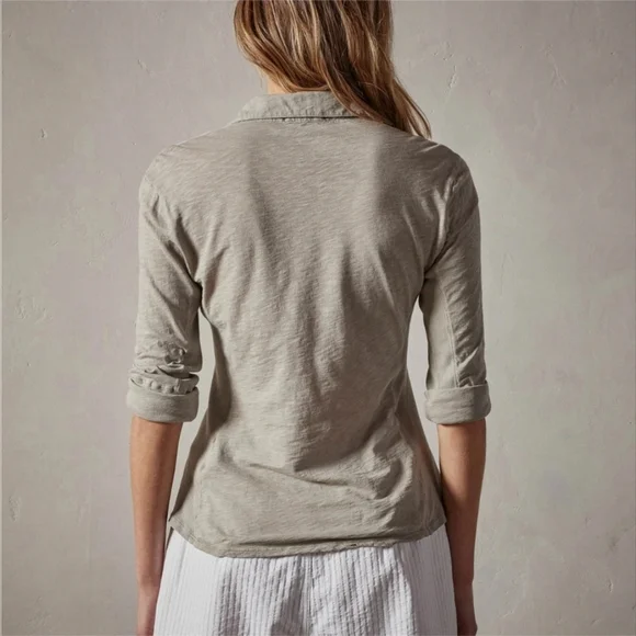 Sheer Silt color Slub Side Panel Shirt button up